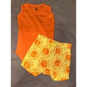 baby boy outfit 12-18 months summer spring shorts tank top infant yellow orange